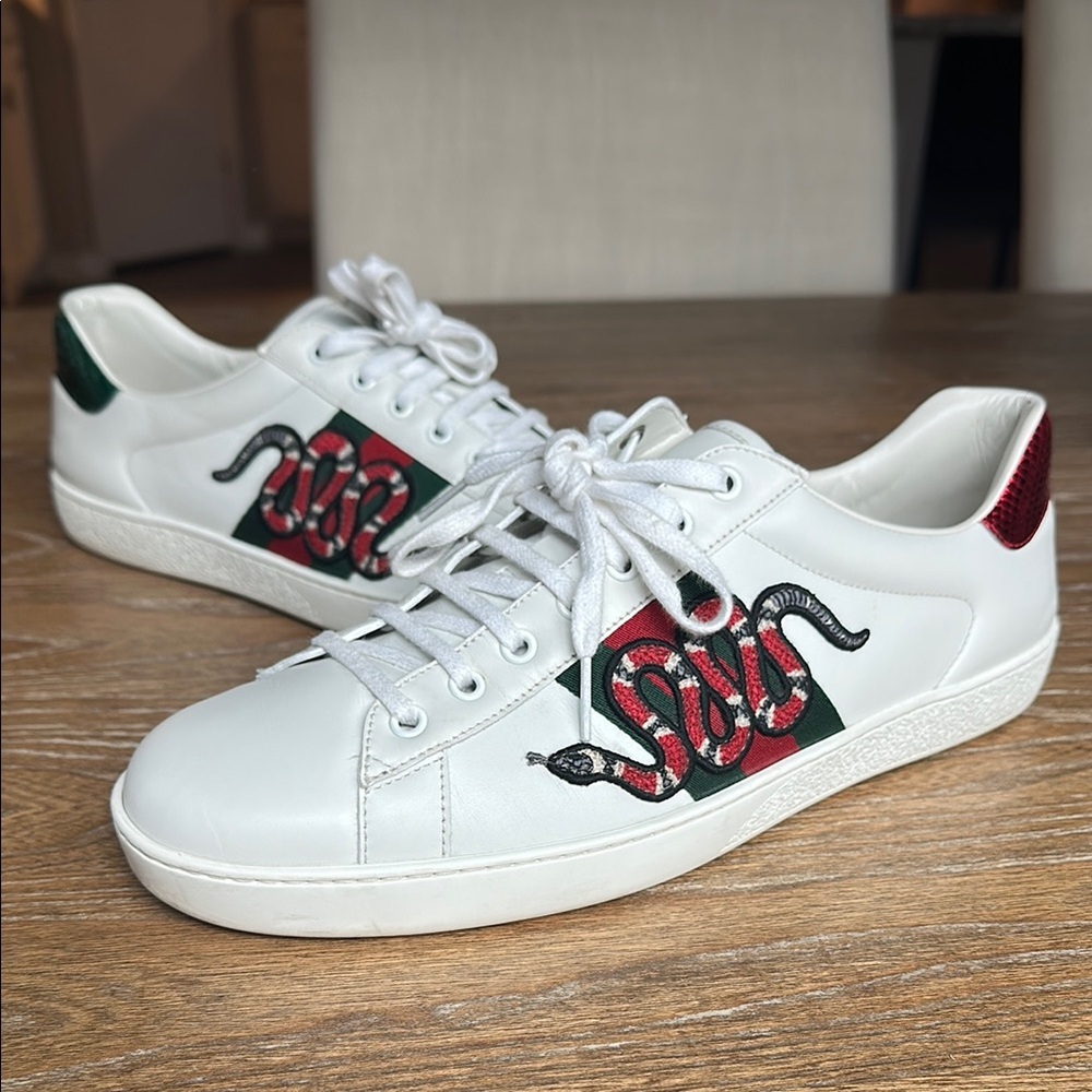 Gucci Men’s Ace Embroidered Snake Sneakers